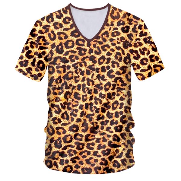 

mans leopard t-shirts le v-neck short sleeve round dot 3d tee shirt print lepopard streetwear 6xl costume t-shirt, White;black