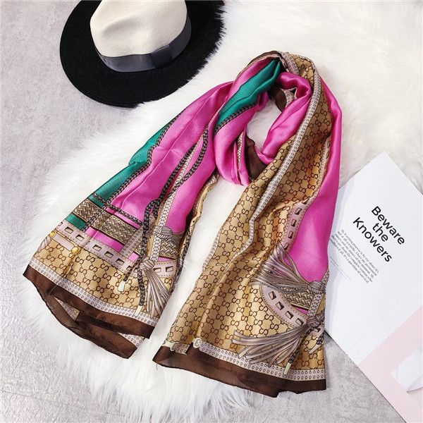 

2019 new fashion silk scarf luxury silk scarf for women spring designer horse long scarves wrap with tag 180x90cm shawls, Blue;gray