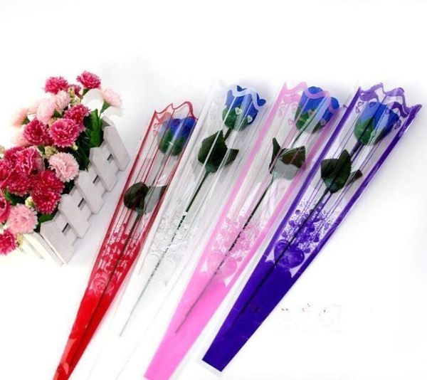 

gift wrap 100pcs packaging transparent bag colorful pattern cellophane for rose bouquet flower wedding diy decorations