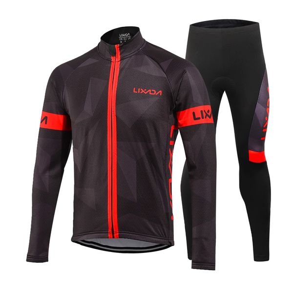 

windproof fleece clothing set jackets men women riding waterproof cycle winter long sleeve jersey coat jacket pants trouser, Black;blue