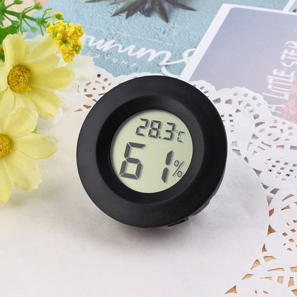 Цифровой ЖК -дисплей сигара Humidor Hygrometer Термометр круглый черный лицо черная влажность инструменты тестера влажности