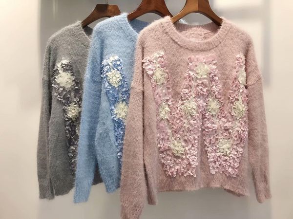 

women clothes 2019 autumn and winter clothes women round neck w-shaped petal decoration pull femme pullover sweater, White;black