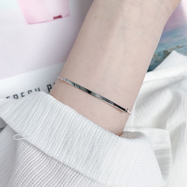 

1pc elegant bracelet femme smooth geometric creative charming silver gift bracelet hand chain jewelry for girls women ladies, Black