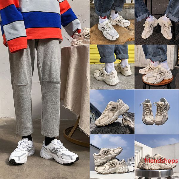 

2020 mens women casual shoes leather sneakers mesh outdoor sports running shoes wear resistant khaki ivory trainers china homemade eur 36-44