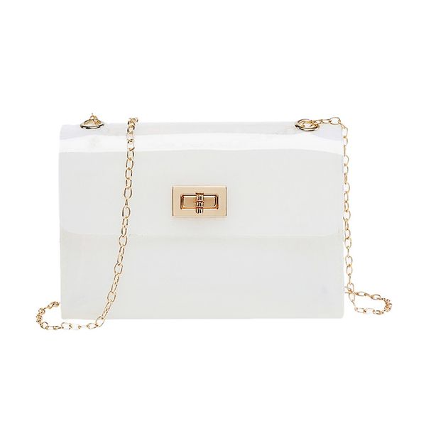 

women transparent jelly shoulder bag pvc clear messenger bags small sqaure crossbody bags chain handbag clutch #t10