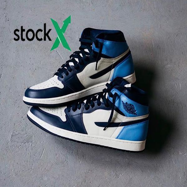 

1 high travis scotts low fearless obsidian mens basketball shoes spiderman unc 1s 3 banned bred toe men sport designer sneakers, Black