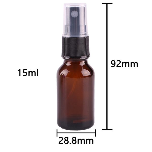 

12шт 15ml янтарный стекла спрей бутылки w / black fine mist опрыскиватель эфирное масло бутылки пустые косметические контейнеры другое главн