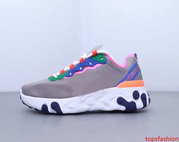 

2019 новый react element 87 55 синие подошвы тренер дети кроссовки мальчик девочка молодежь малыш спорт кроссовки размер 28-35