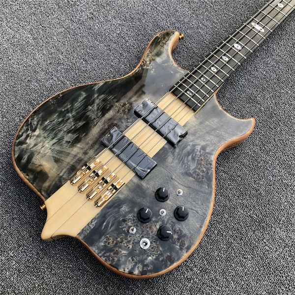 

neck through body ebony fingerboard passive closed type pickup burst maple 4 strings bass guitar ing