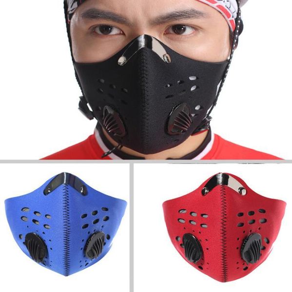 

activated carbon dust-proof half face mask cover pm2.5 filter two exhale valves anti-pollution sports mask dustproof running mtb bike mask, Silver