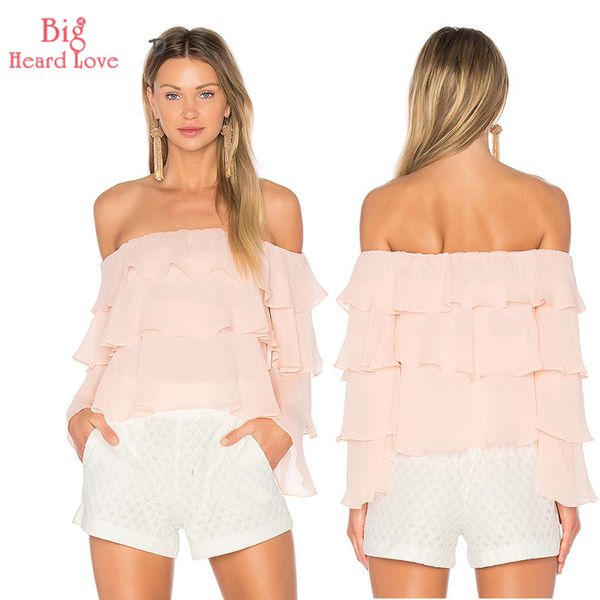 

multi-layer splice chiffon shirt woman one word collar long sleeve solid color wild spring and summer fashion ncx-123, White