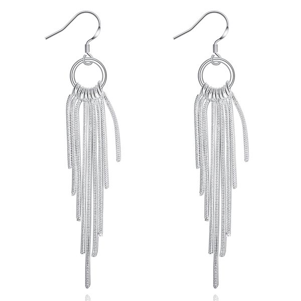 

plated sterling silver wicker earrings dase273 size 8.5x1.0cm;brand new women's 925 silver plate charm jewelry earrings