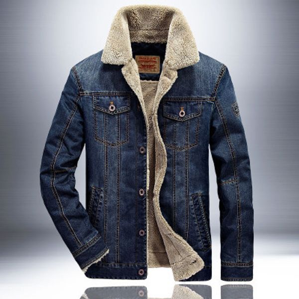 

to sell through the new winter denim jacket male thickening add wool cowboy cotton coat manufacturers selling 66009, Black