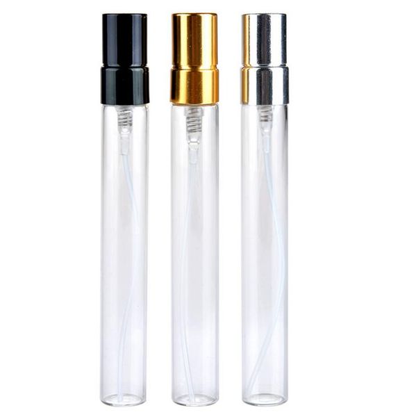 300pcs 10ml Limpar Frascos do pulverizador pequeno vazio vidro Atomizador Perfume Bottles com alumínio Atomizador 10cc Garrafas Parfum Amostra LX1210