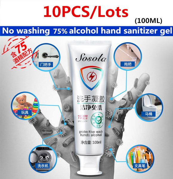 

10pcs/lot 100ml 75% alcohol gel no washing hand sanitizer bulk rubbing alcohol disinfectant hand sanitizer alcohol disinfectant gel, Blue;white