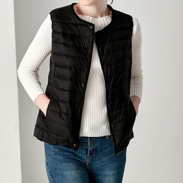 

autumn winter vests coat women o neck button down vest female jacket coat waistcoat vests, Black;white