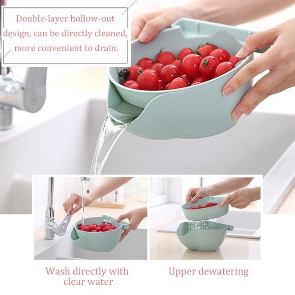 

lazy snack bowl plastic double-layer snack kitchen storage box bowl fruit filter bowl with mobile phone bracket