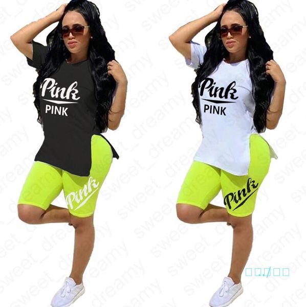 

womens tracksuit designer summer tshirt shorts sets fashion letters split t shirt + shorts two pieces set brand outfit sport suit d41304, White