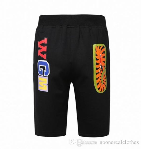 

летние мужские спортивные пляжные короткие брюки jogger причиняет свободные crewneck птица ovo дрейк черный хип-хоп мужчины акула рот печати, Black