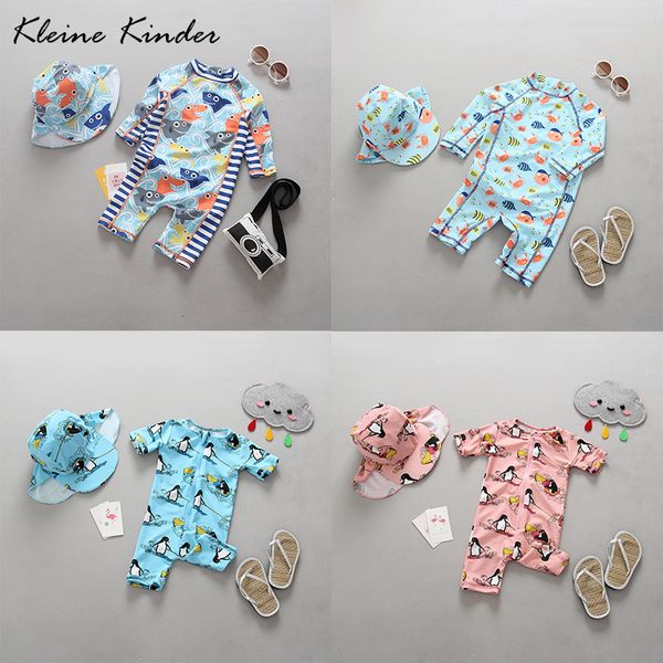 

kleine kinder one piece детские купальники мультфильм печати уф-защиты вс длинные рукава малышей девочки мальчики купальники купальники 0-4y, White;black