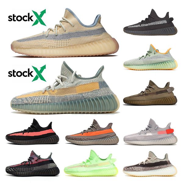 

israfil size 48 kanye west mens womens running shoes new cinder static desert earth tail light flax stock x reflective sneakers trainers, White;red