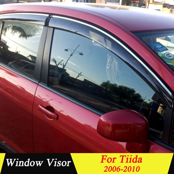 

for nissan tiida 2006-2010 plastic black window visor vent shades sun rain deflector guard auto accessories 4pcs/set