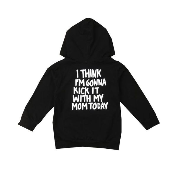 

baby hoodies 1-6y kids boy girl long sleeve back letter print hooded sweatshirt autumn clothes, Black