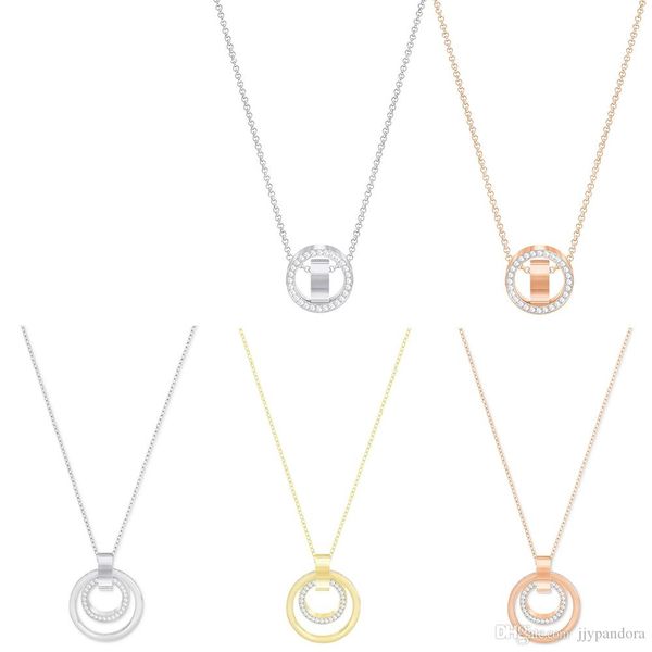 

pandora полым time to run ожерелье современные женский инкрустированные цирконий круглый ключицы цепи ювелирные изделия легко создать соврем, Black