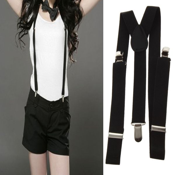 

1pcs clip-on adjustable mens pants braces straps fully elastic y-back suspender braces belt, Black;white