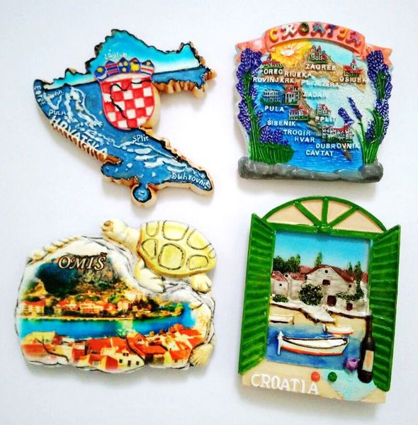 

hand-painted window of croatia map 3d fridge magnets travel souvenirs refrigerator magnetic sticker home decoration
