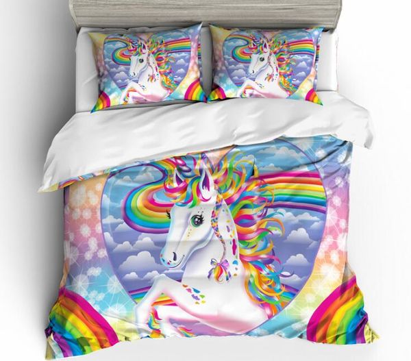 

eu single double king super king polyester duvet cover set duvet cover with pillowcases without filler without sheet unicorn