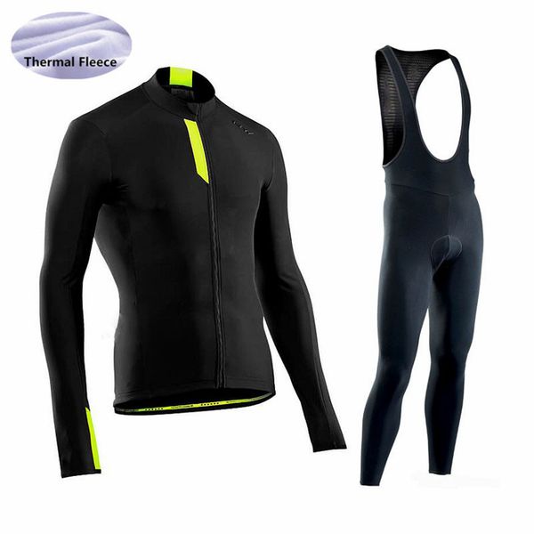 

2019 nw cycling jersey men pro team long sleeve set winter thermal fleece ropa ciclismo hombre outdoor bicycle cycling clothing, Black;red