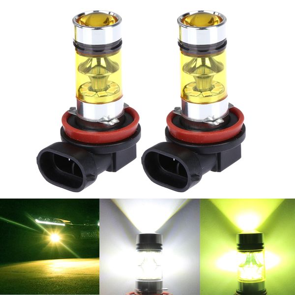 

2pcs h8 h11 9005 hb3 9006 hb4 car fog led light canbus drl car driving running fog lamp 20led 2835 100w 12v white golden yellow
