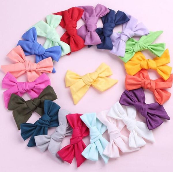 Kinderhaarschmuck Hot Verkauf 20 Farben-Mädchen Art und Weise koreanischen Stil Baumwolle Gewebebowknot-Haarnadeln Kinder-Fest Einfache Hair Clips