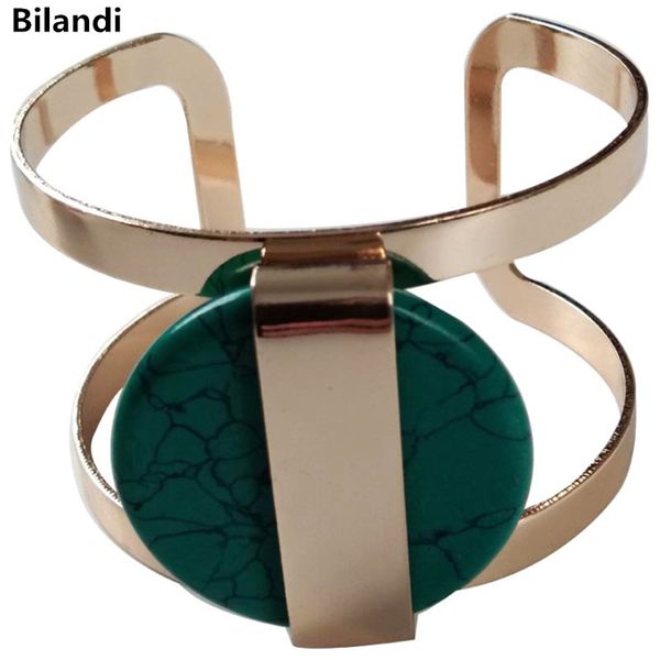 

fashion new designs jewelry metal cuff compostite stone fancy bracelet for women charm party wedding jewelry accessories gift, Black