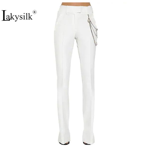 

new fashion brand white pants women cotton casual full length trousers office ladies chain pancel pant, Black;white