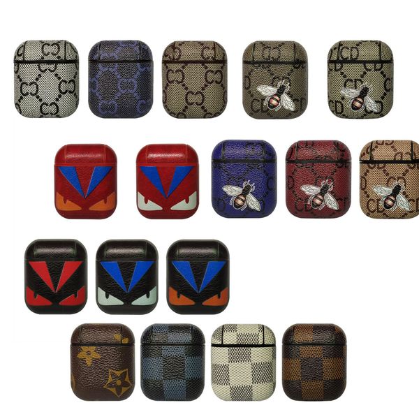 

for apple iphone airpods case luxury pu leather protector cover with anti-lost buckle for air pods earphones with retail box package