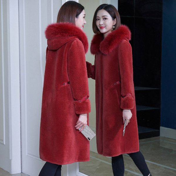 

granule sheep sheared coat 2019 new fur grass composite fur one coat womens and blouses, Black