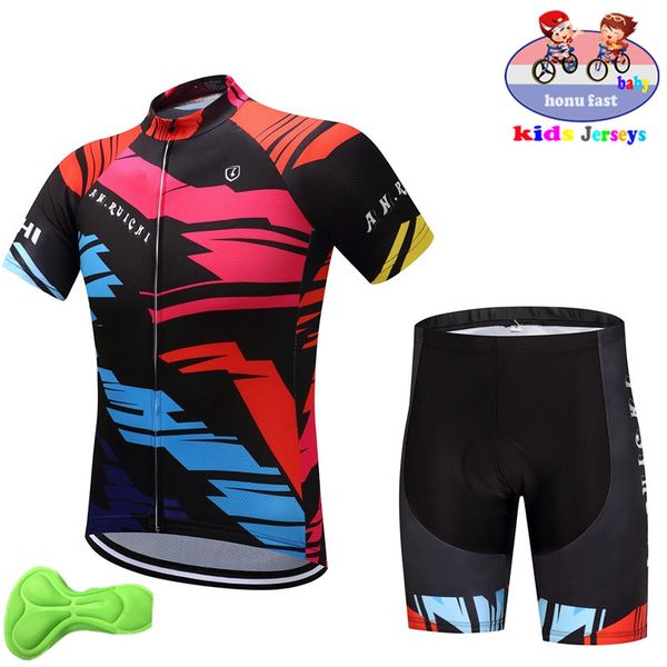 

kids jersey set 2020 new bike clothing boys cycling jersey set girl breathable quick dry lovely child cycling clothing suit, Black;blue