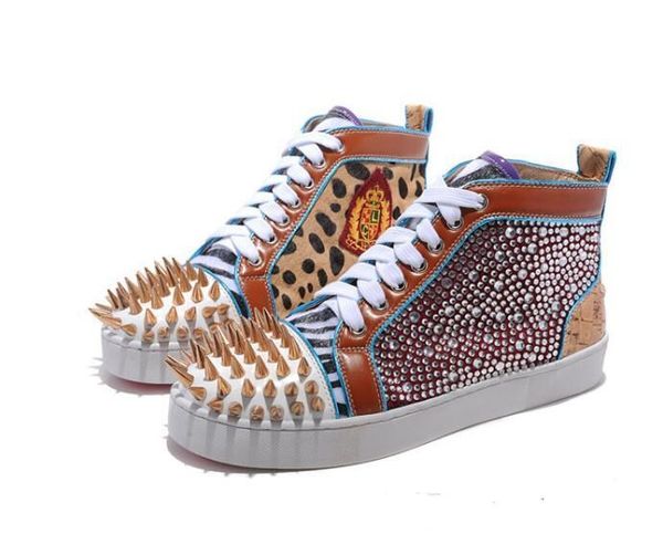 

t-quality pik pik rivets genuine leather red bottom sneakers shoes men spikes sneaker luxurious women studs leisure party dress wedding, Black