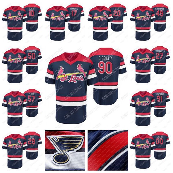 

Youth 2019 St. Louis Blues Cardinals Crossover Baseball Jersey Pietrangelo Parayko Tarasenko Perron Allen Maroon Schenn OReilly Schwartz