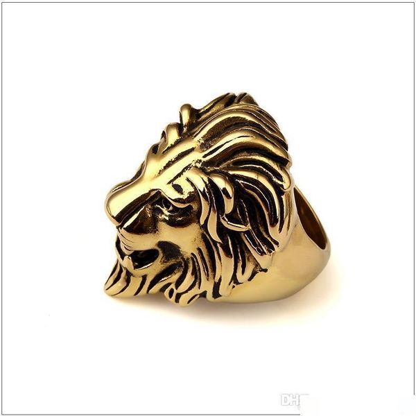 

316l stainless steel hip hop gothic mens womens kings lion head hip hop cross lion rings finger rings jewelry, Golden;silver
