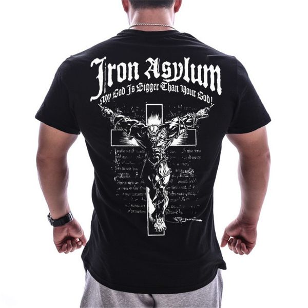 

men short sleeve cotton t shirt summer style gyms fitness slim t-shirts male casual o-neck print tees bodybuilding clothing, White;black