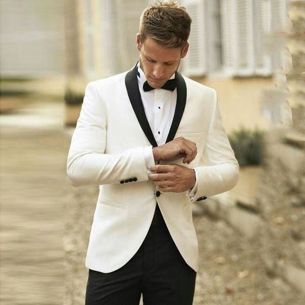 

ivory грум tuxedo пользовательские мужские костюмы для венчания 2piece жениха outfit однобортный best man наряд шафера blazer костюм homme, Black;gray