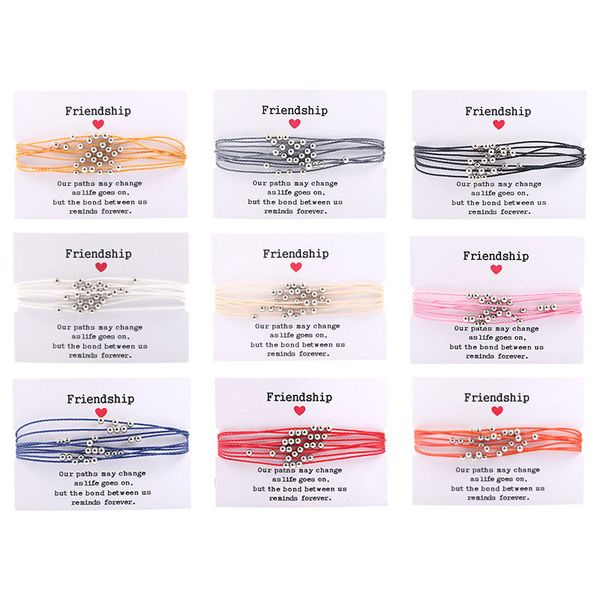 

boho friendship string handmade braided rope bracelet multilayer waterproof wax cord anklet adjustable slip knot jewelry gift, Black