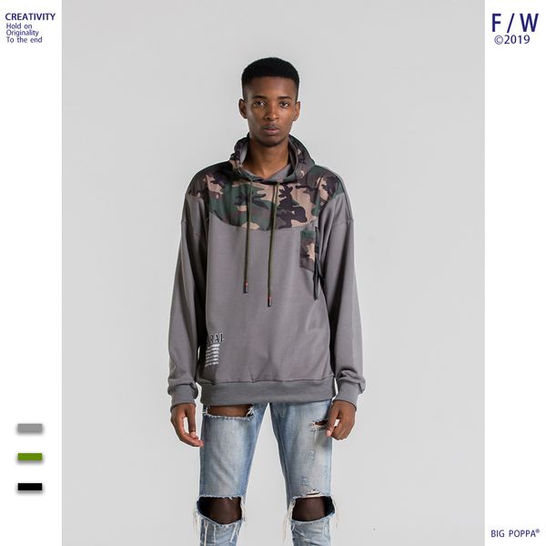 

ins original the night wind camouflage split joint sweater men's sweater loose coat bf agitation brand, Black