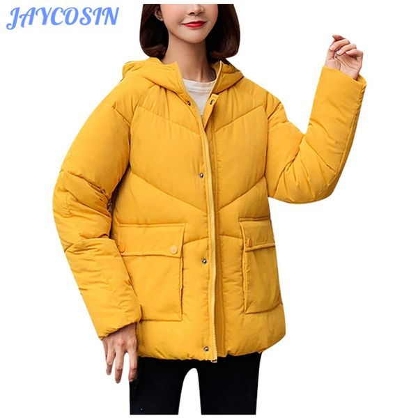 

jaycosin winter coat women plus size cotton parkas hooded coat pocket fashion long sleeves thick warm slim jacket overcoat 903, Tan;black