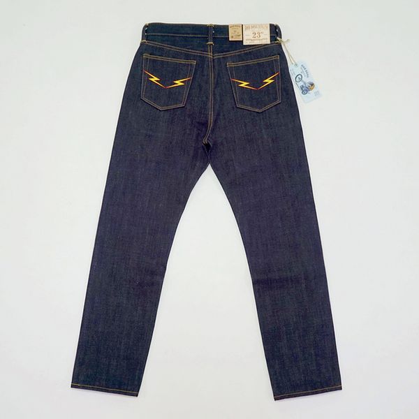 

bob dong 23oz flash back pockets motorcycle style men's jeans selvage denim blue