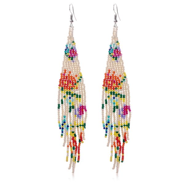 

vintage ethnic multi colors long drop tassel earrings for women earring wedding statement fashion jewelry earrings female, Silver