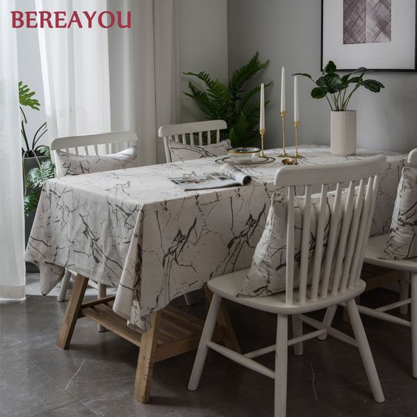 

nordic table cloths rectangular cotton and linen marble white tablecloth for kitchen dining table dust cover christmas mantel me